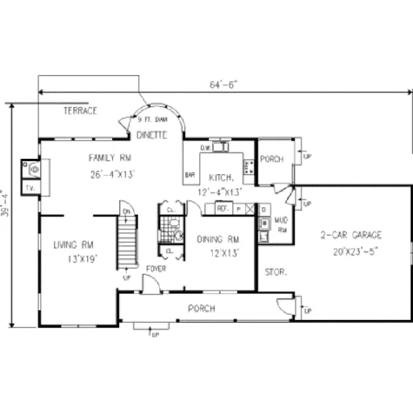 Country House Plan First Floor - Canyon Farm Country Home 089D-0063 - Search House Plans and More