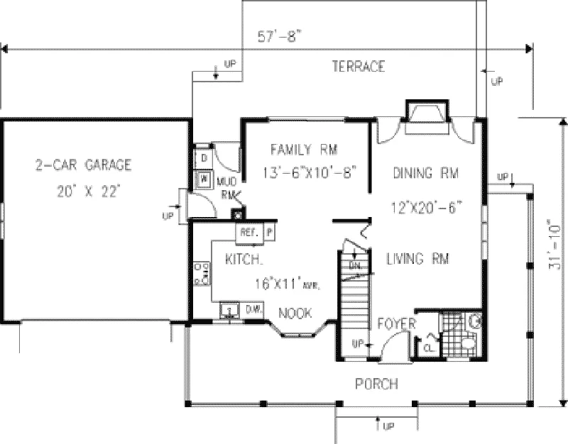 Traditional House Plan First Floor - Clarkson Valley Farmhouse 089D-0064 - Search House Plans and More