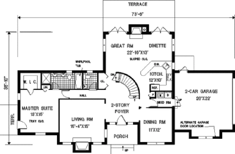 Arts & Crafts House Plan First Floor - Andover Hill European Home 089D-0066 - Search House Plans and More