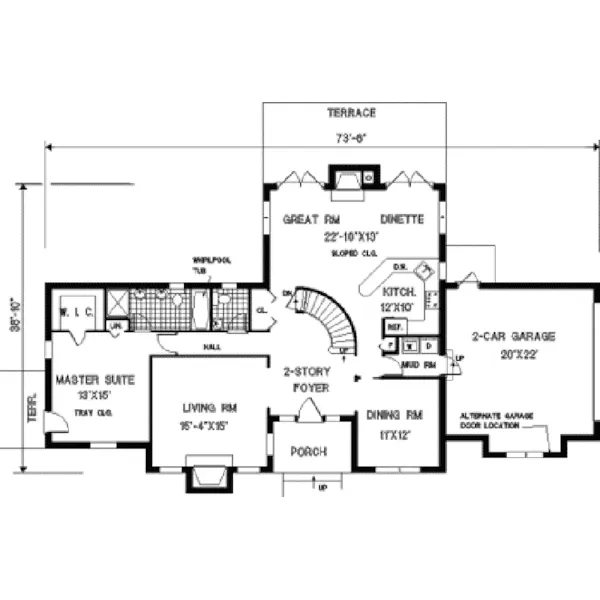 Traditional House Plan First Floor - Andover Hill European Home 089D-0066 - Search House Plans and More