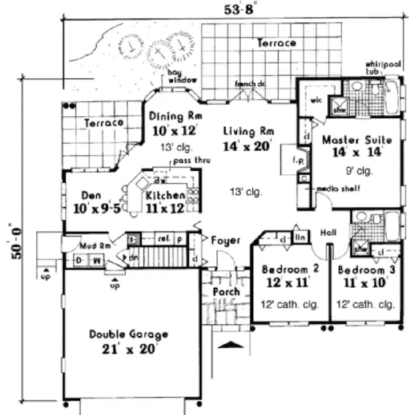 Country House Plan First Floor - Crownpoint Ranch Home 089D-0067 - Search House Plans and More