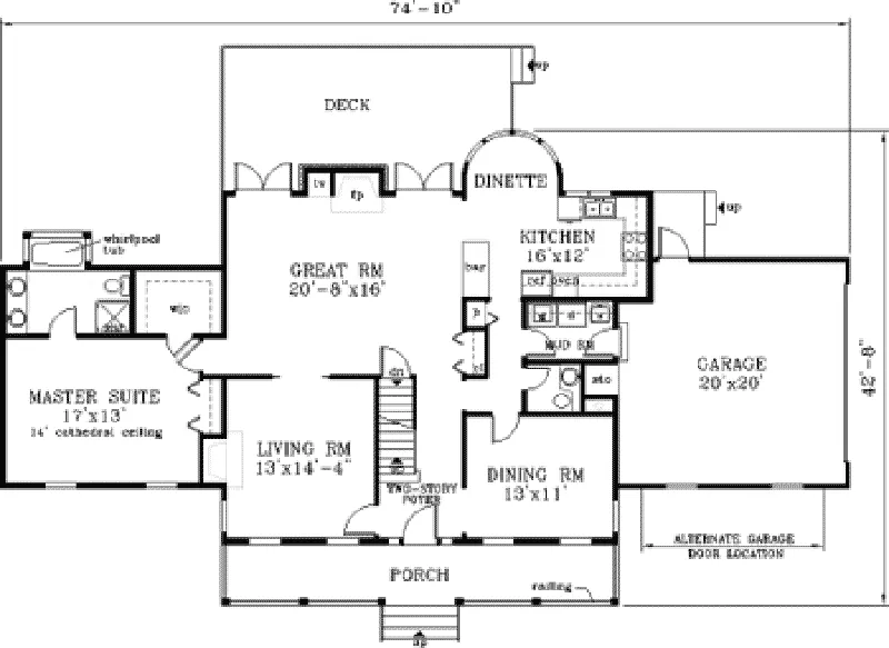 Colonial House Plan First Floor - Edgehill Cliff Cape Cod Home 089D-0068 - Search House Plans and More