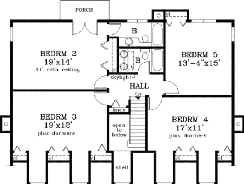 Colonial House Plan Second Floor - Russell Cape Cod Style Home 089D-0073 - Shop House Plans and More