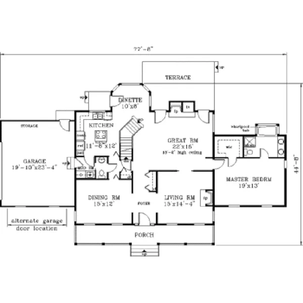 Colonial House Plan First Floor - Arlington Cape Cod Home 089D-0074 - Search House Plans and More