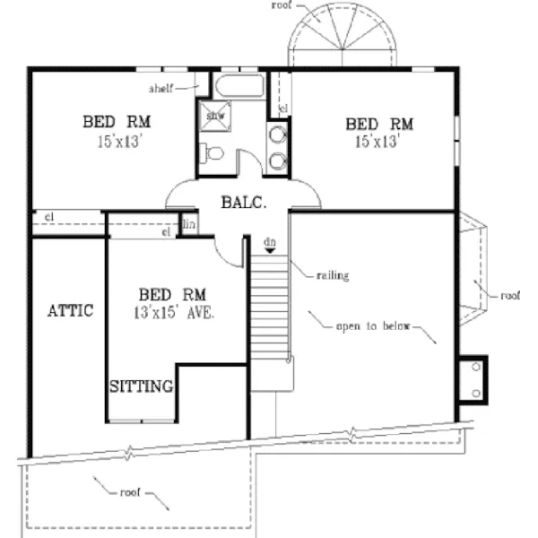 Traditional House Plan Second Floor - Norvelt Saltbox Home 089D-0077 - Shop House Plans and More