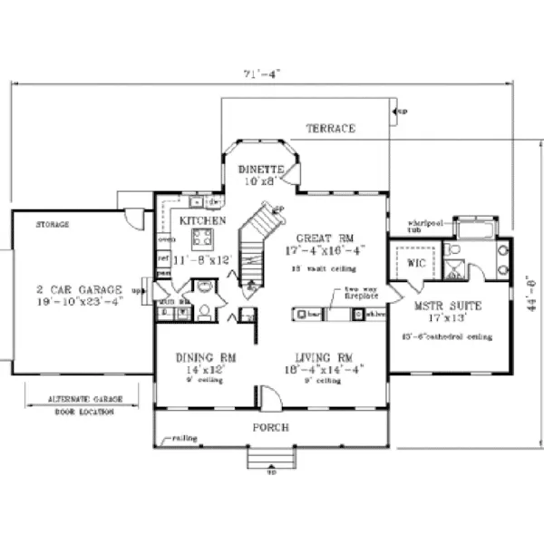 Colonial House Plan First Floor - Hickory Crest Cape Cod Home 089D-0078 - Search House Plans and More