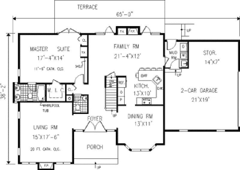 Contemporary House Plan First Floor - Eisele Country Home 089D-0080 - Search House Plans and More