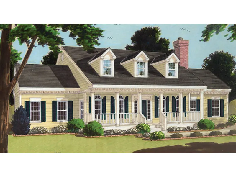 Elegant Southern Home With Covered Porch And Triple Dormers