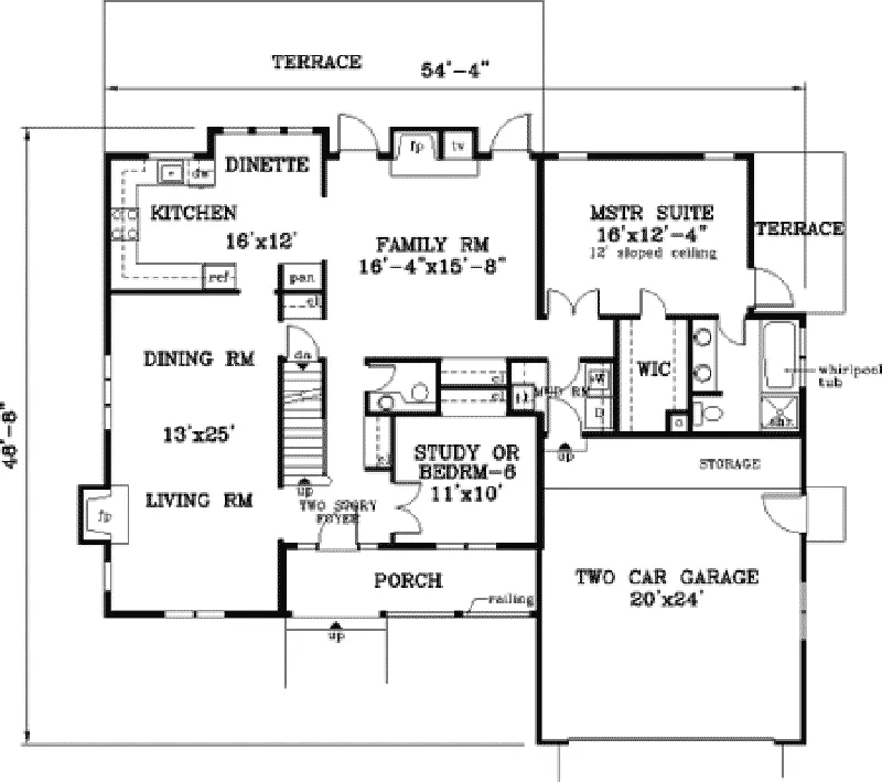 Traditional House Plan First Floor - Hurstgreen Country Home 089D-0084 - Search House Plans and More