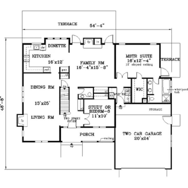 Traditional House Plan First Floor - Hurstgreen Country Home 089D-0084 - Search House Plans and More