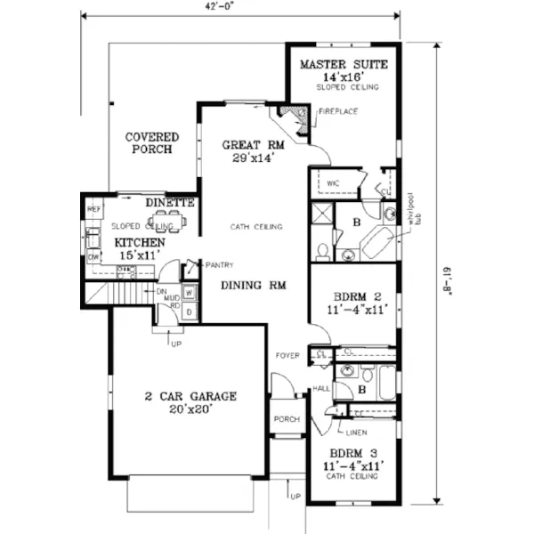 Florida House Plan First Floor - Lorna Spring Sunbelt Home 089D-0089 - Shop House Plans and More