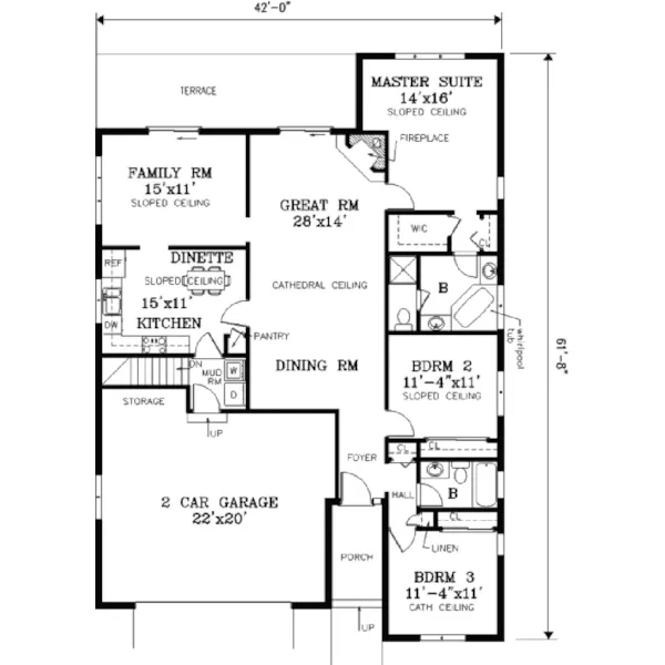 Sunbelt House Plan First Floor - Pratt Place Sunbelt Home 089D-0092 - Shop House Plans and More