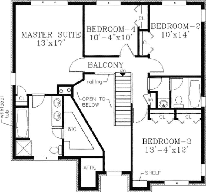 Southern House Plan Second Floor - Melissa Mill Traditional Home 089D-0093 - Shop House Plans and More