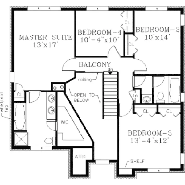 Southern House Plan Second Floor - Melissa Mill Traditional Home 089D-0093 - Shop House Plans and More