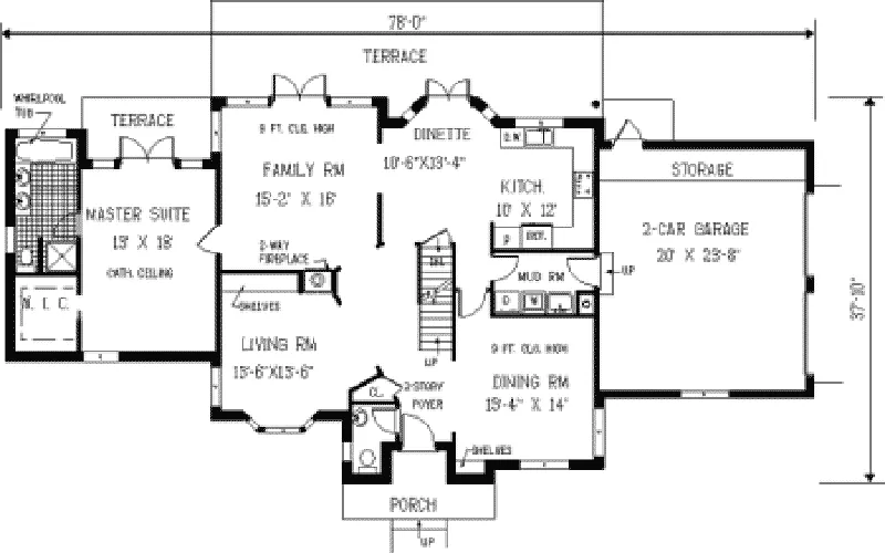 Southern House Plan First Floor - Wenneker Country French Home 089D-0094 - Shop House Plans and More