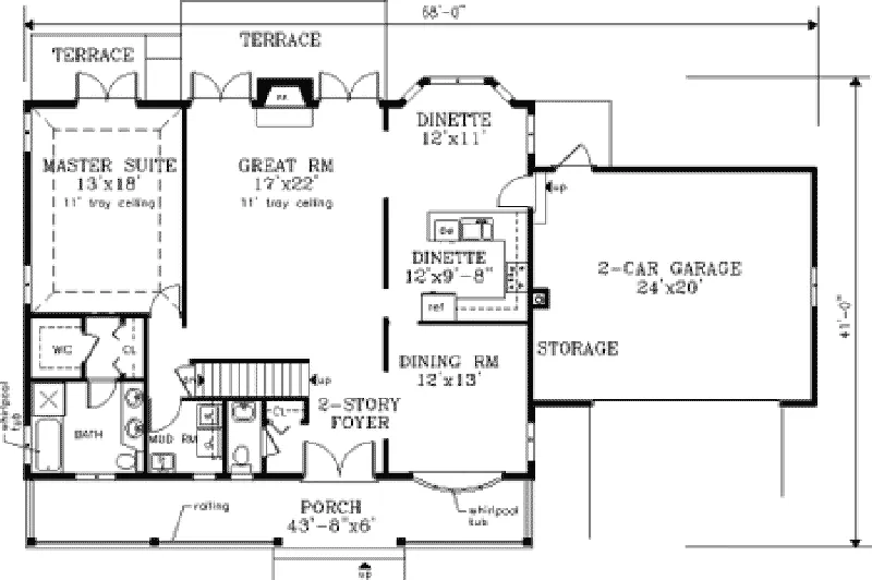 Traditional House Plan First Floor - Willowwyk Southern Home 089D-0095 - Shop House Plans and More