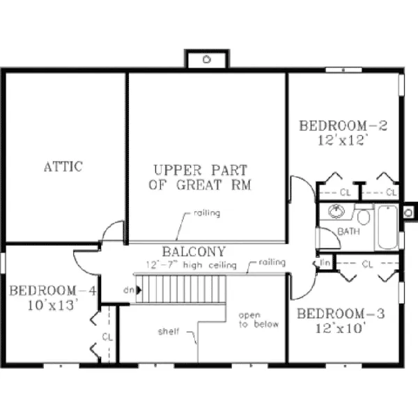 Colonial House Plan Second Floor - Willowwyk Southern Home 089D-0095 - Shop House Plans and More