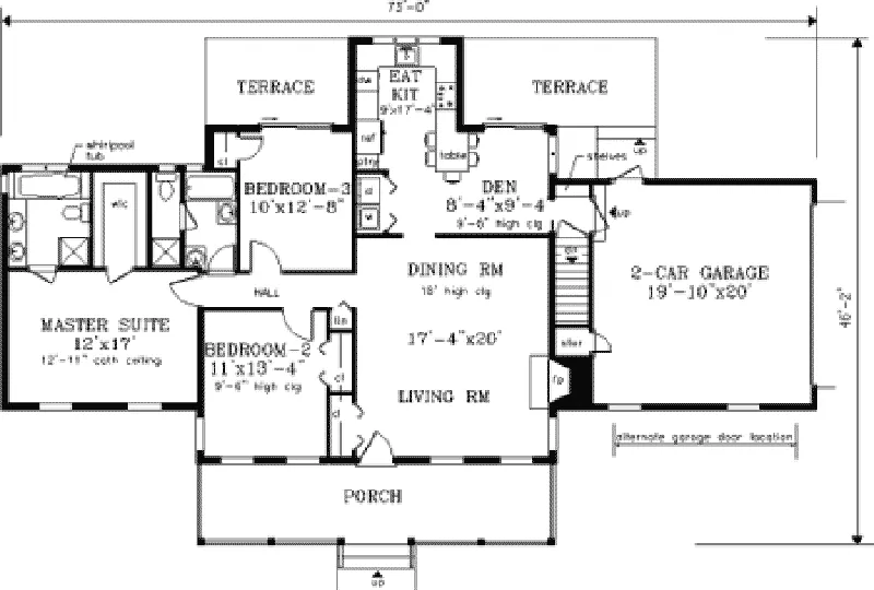 Southern House Plan First Floor - Wilton Royal Cape Cod Home 089D-0098 - Shop House Plans and More