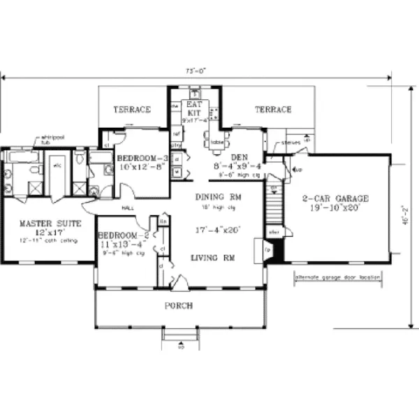 Ranch House Plan First Floor - Wilton Royal Cape Cod Home 089D-0098 - Shop House Plans and More