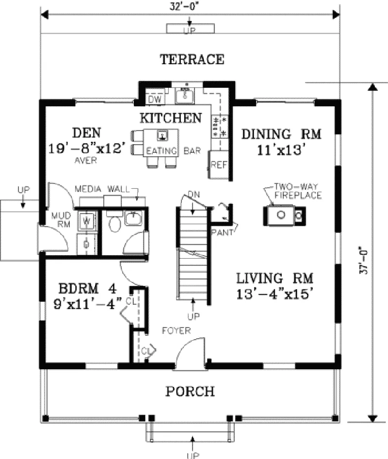 Traditional House Plan First Floor - Marshfield Cape Cod Home 089D-0099 - Shop House Plans and More