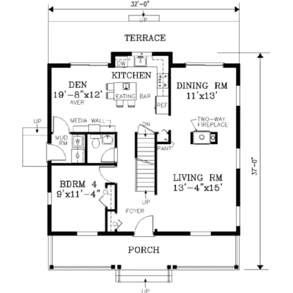 Colonial House Plan First Floor - Marshfield Cape Cod Home 089D-0099 - Shop House Plans and More