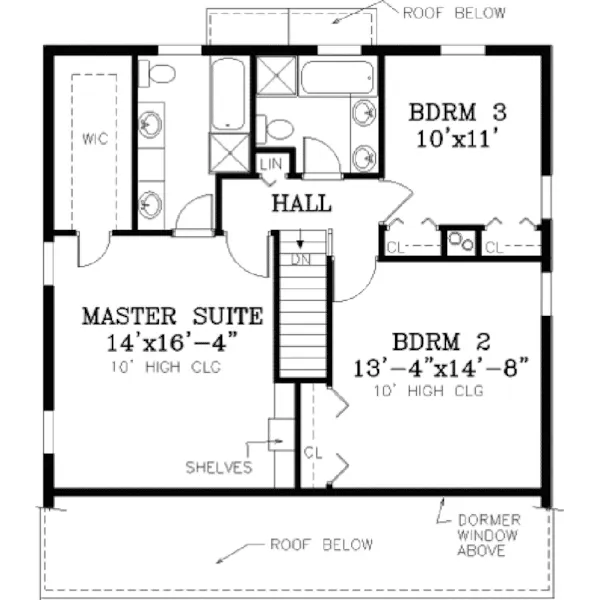 Colonial House Plan Second Floor - Marshfield Cape Cod Home 089D-0099 - Shop House Plans and More