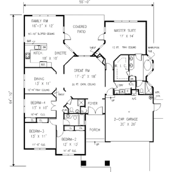 Southwestern House Plan First Floor - Georgeland Contemporary Home 089D-0102 - Search House Plans and More