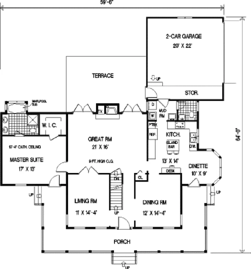 Colonial House Plan First Floor - Enola Southern Home 089D-0103 - Search House Plans and More