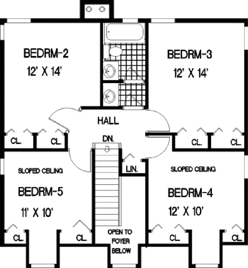 Colonial House Plan Second Floor - Enola Southern Home 089D-0103 - Search House Plans and More