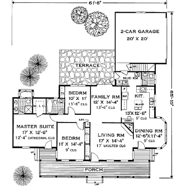 Ranch House Plan First Floor - Enright Southern Home 089D-0104 - Search House Plans and More