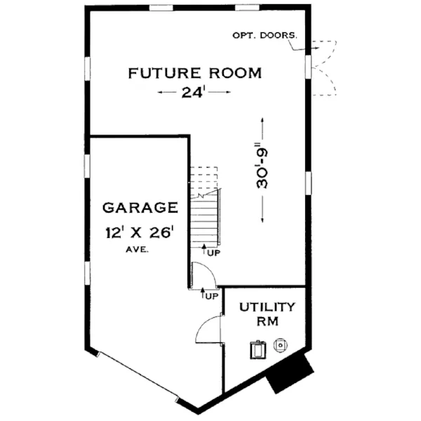 Contemporary House Plan Lower Level Floor - Rambler Terrace Mountain Home 089D-0105 - Shop House Plans and More