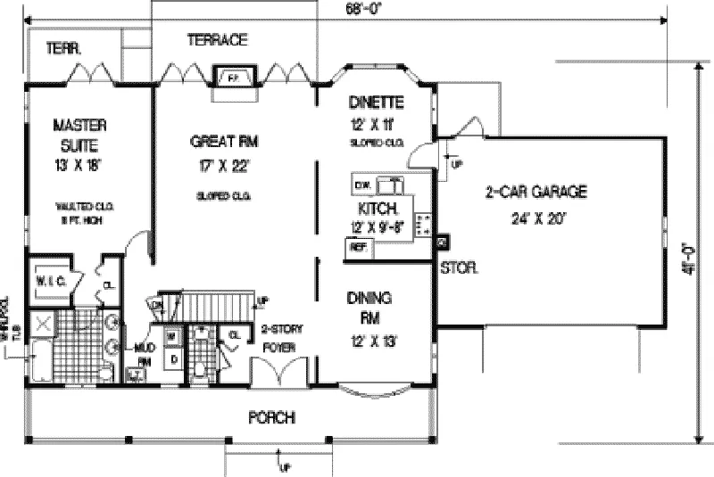 Farmhouse Plan First Floor - Wilmington Place Southern Home 089D-0106 - Shop House Plans and More
