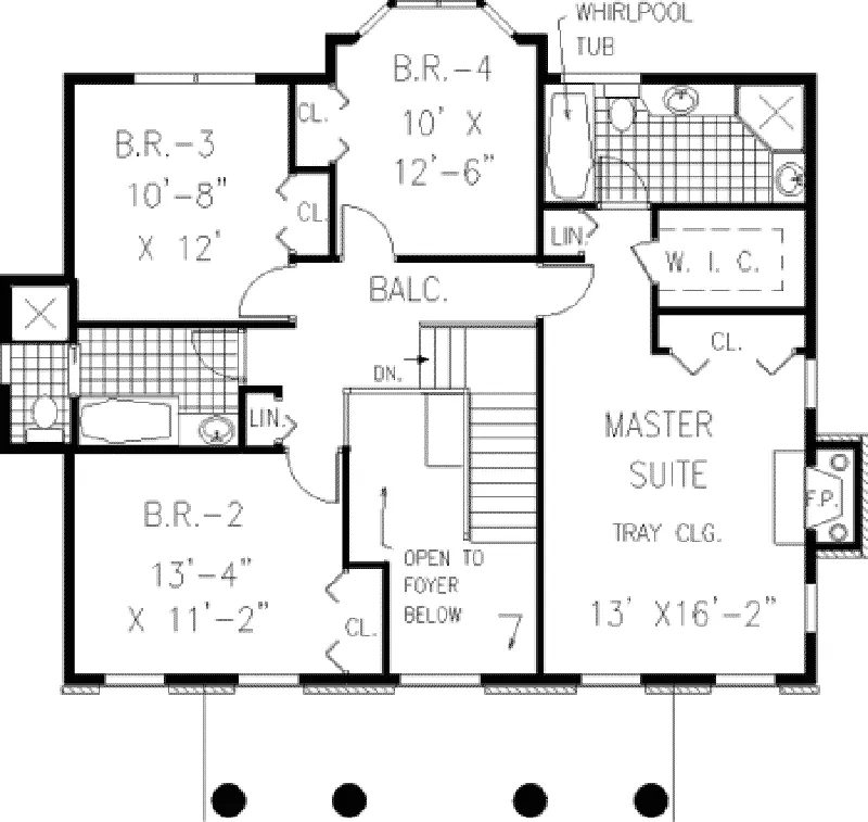 Traditional House Plan Second Floor - Fairmeadows Southern Home 089D-0108 - Search House Plans and More
