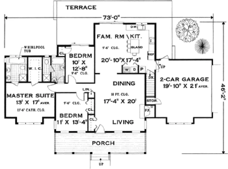 Southern House Plan First Floor - Hay River Southern Home 089D-0110 - Search House Plans and More