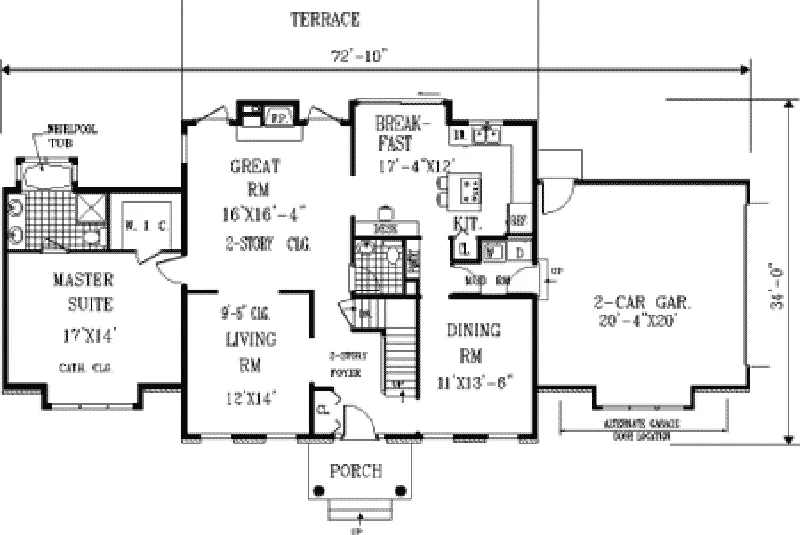 Georgian House Plan First Floor - Milbrook Georgian Home 089D-0112 - Shop House Plans and More