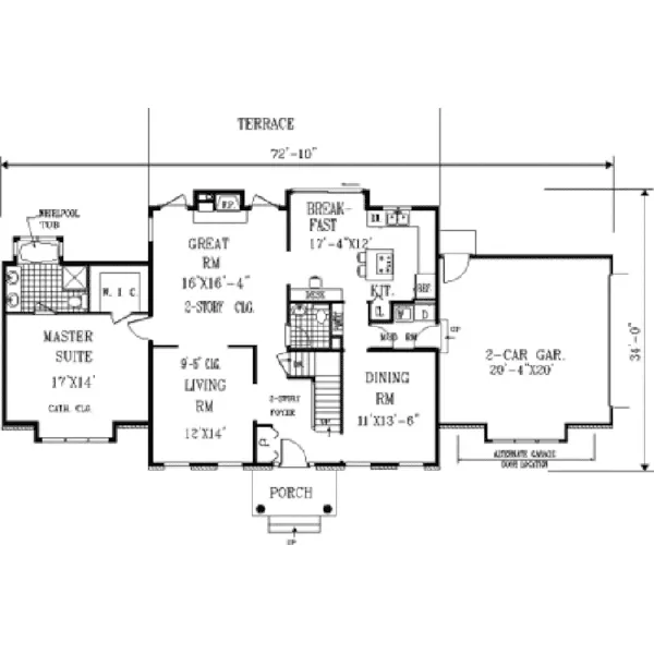 Southern House Plan First Floor - Milbrook Georgian Home 089D-0112 - Shop House Plans and More