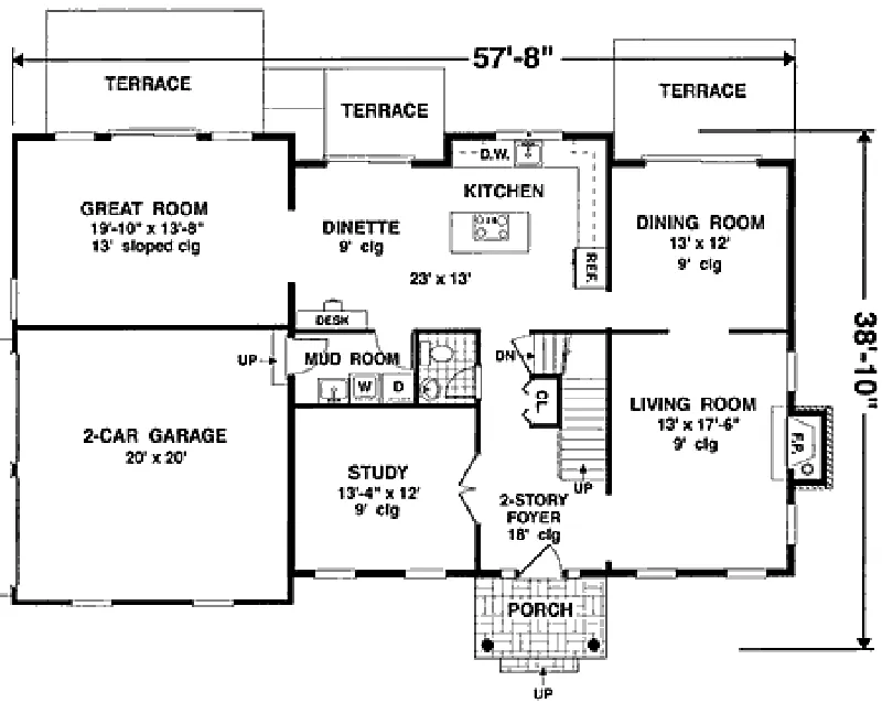 Georgian House Plan First Floor - Gleason Georgian Home 089D-0117 - Search House Plans and More