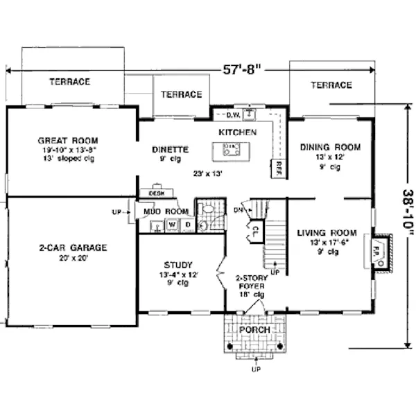 Traditional House Plan First Floor - Gleason Georgian Home 089D-0117 - Search House Plans and More