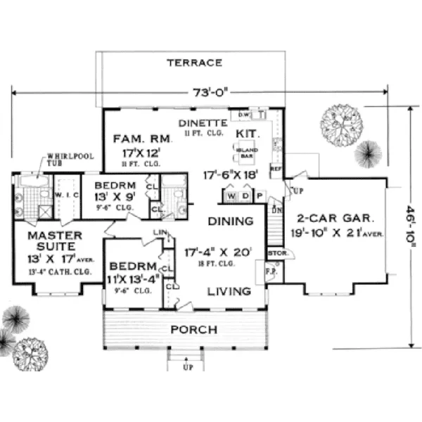 Cape Cod & New England House Plan First Floor - Chivalry Southern Home 089D-0118 - Search House Plans and More