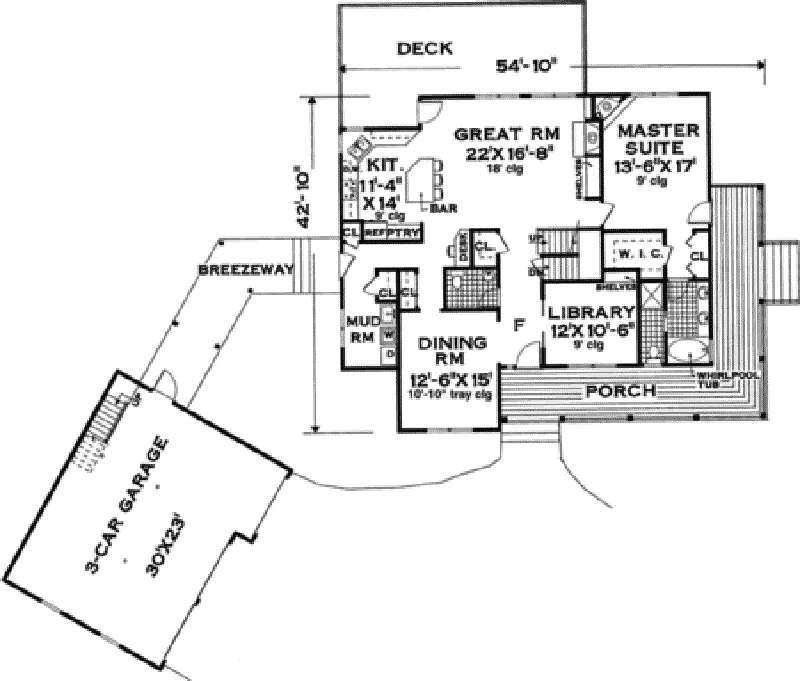 Shingle House Plan First Floor - Upton Craftsman Home 089D-0121 - Shop House Plans and More