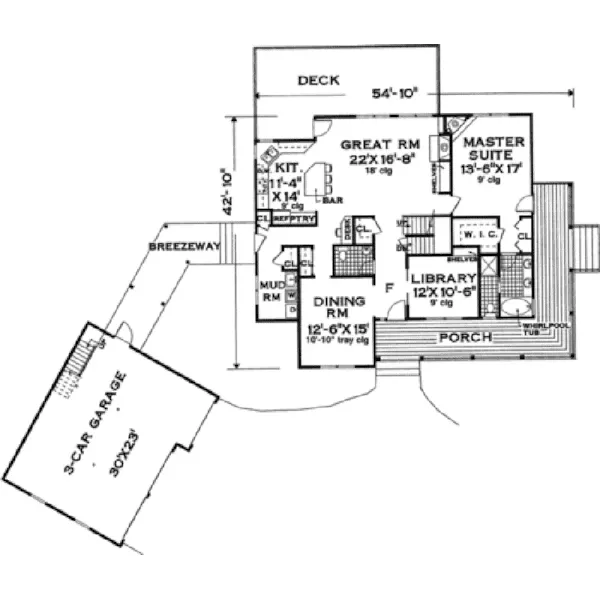 Shingle House Plan First Floor - Upton Craftsman Home 089D-0121 - Shop House Plans and More