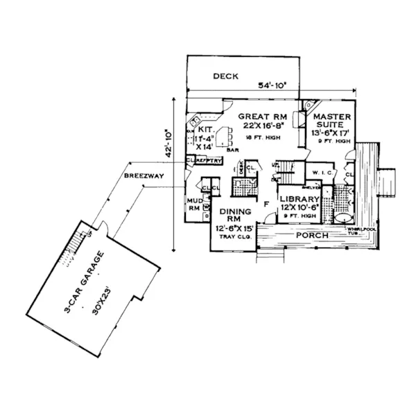 Country House Plan First Floor - Chouteau Country Home 089D-0122 - Search House Plans and More