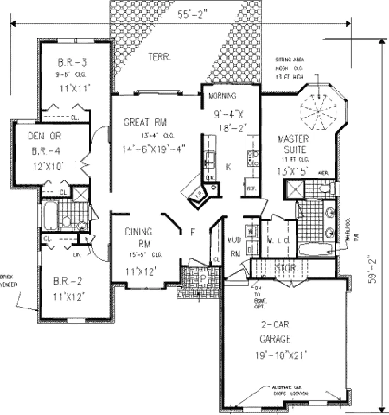 Colonial House Plan First Floor - Pierside Traditional Home 089D-0124 - Shop House Plans and More