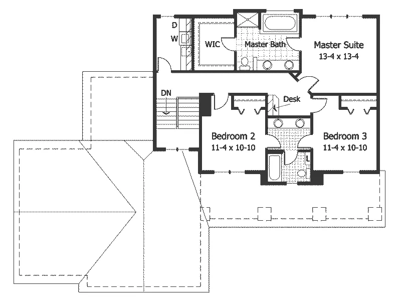 Shingle House Plan Second Floor - Weybridge Craftsman Home 091D-0003 - Shop House Plans and More