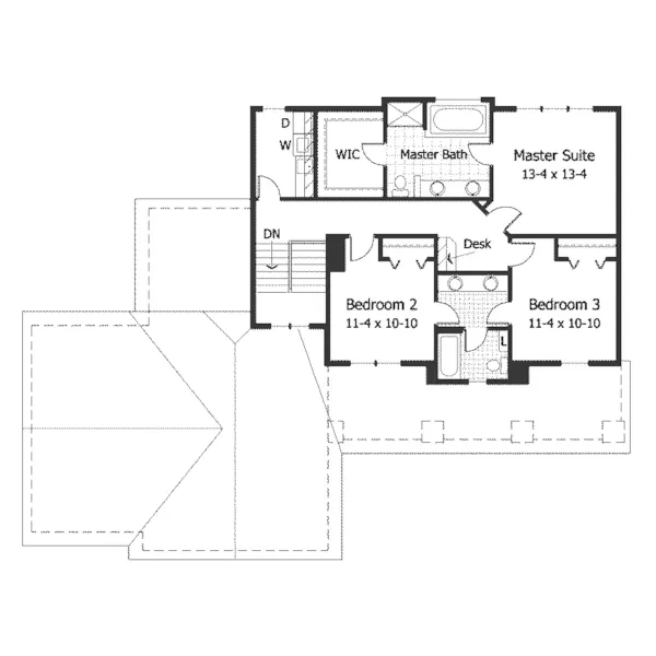 Shingle House Plan Second Floor - Weybridge Craftsman Home 091D-0003 - Shop House Plans and More