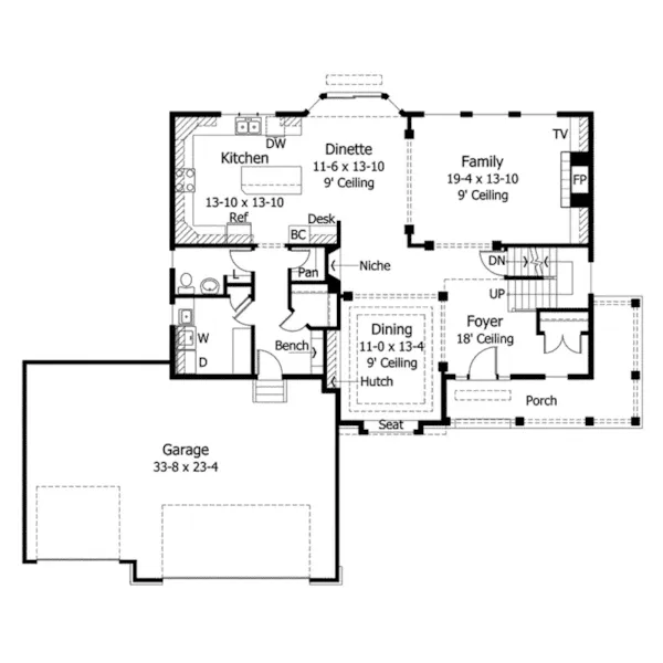 Traditional House Plan First Floor - Whetstone Colonial Country Home 091D-0005 - Shop House Plans and More