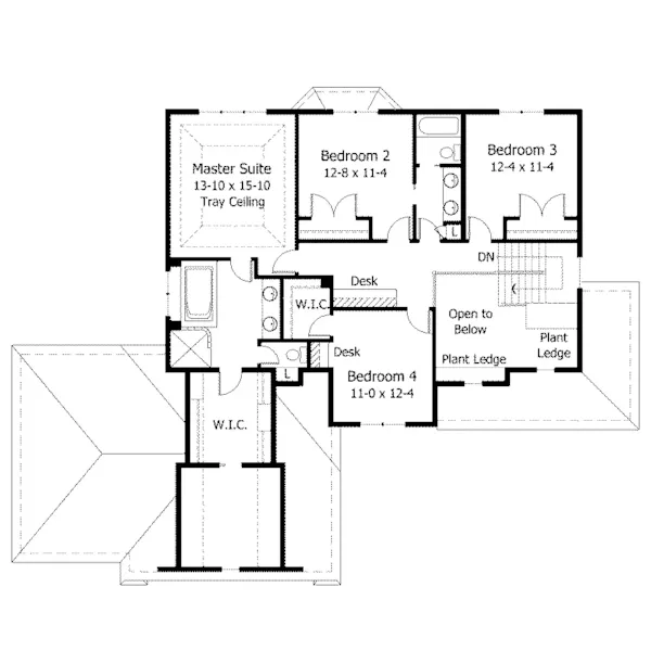 Traditional House Plan Second Floor - Whetstone Colonial Country Home 091D-0005 - Shop House Plans and More