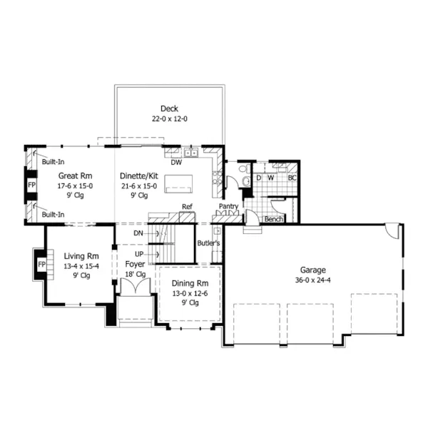 Craftsman House Plan First Floor - Reauville European Home 091D-0008 - Shop House Plans and More