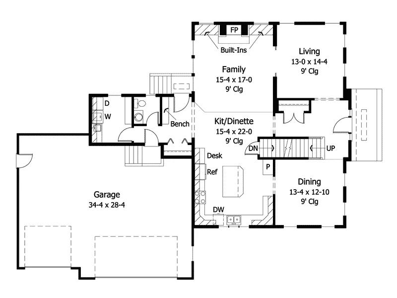 Traditional House Plan First Floor - Camrose Colonial Home 091D-0009 - Search House Plans and More