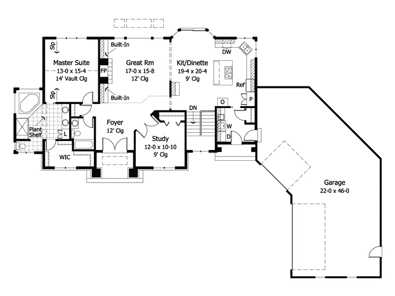 Country House Plan First Floor - Galahad Craftsman Home 091D-0011 - Search House Plans and More